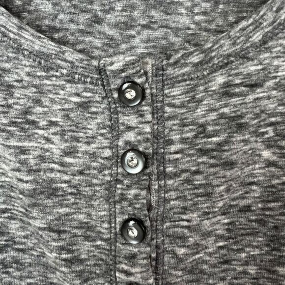 Aerie Women's Medium Grey Long Sleeve Casual Button Down Shirt Top Scoop Neck - Picture 6 of 13